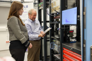 Rt Hon Michelle Donelan, Secretary of State for Science, Innovation and Technology visits the NPL's Advanced Quantum Metrology Laboratories
