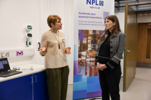 Rt Hon Michelle Donelan, Secretary of State for Science, Innovation and Technology visits the NPL's Advanced Quantum Metrology Laboratories